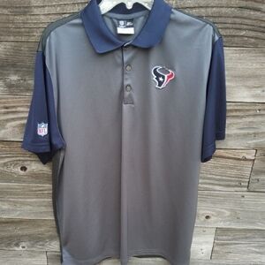 Men's NFL Onfield Apparel Gray and Blue Houston Texans Polo Shirt Size XL